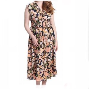 $8 SALE!! London Times Floral Ruffle Midi Dress